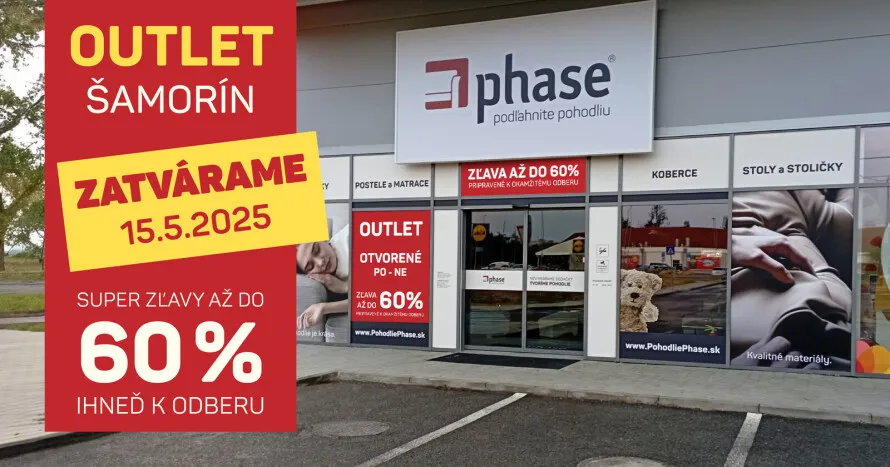 OUTLET PHASE ŠAMORÍN končí – posledná šanca nakúpiť so zľavami!